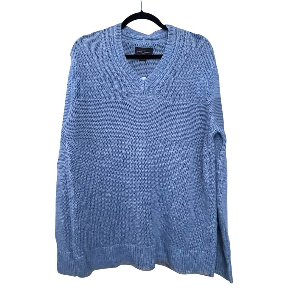 Black Brown 1826 Linen V-Neck Sweater Light Blue L